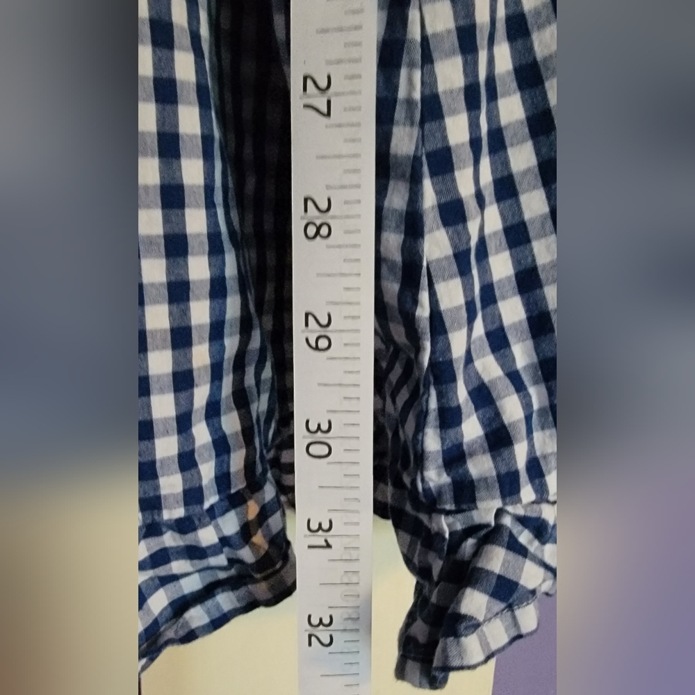 Madison Grey plaid blue and white dress with belt tie. - Picture 4 of 5